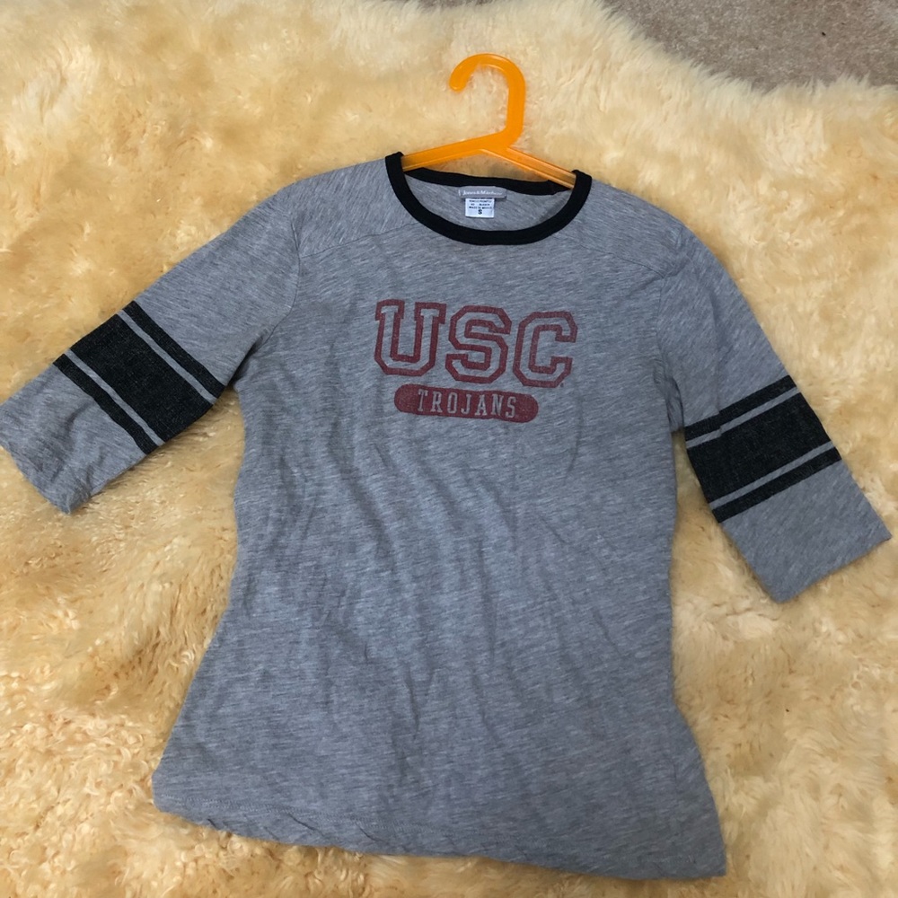 Grey USC TROJANS baseball jersey tee ¾ sleeves